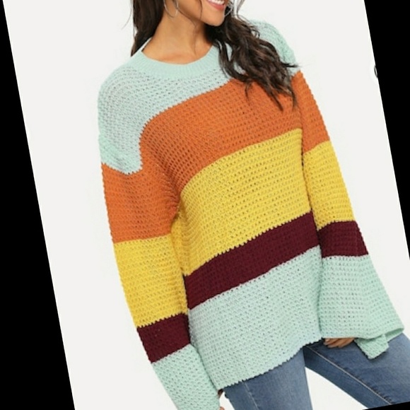 LAST ONE! Wool Blend Striped Boho Sweater - Picture 2 of 7